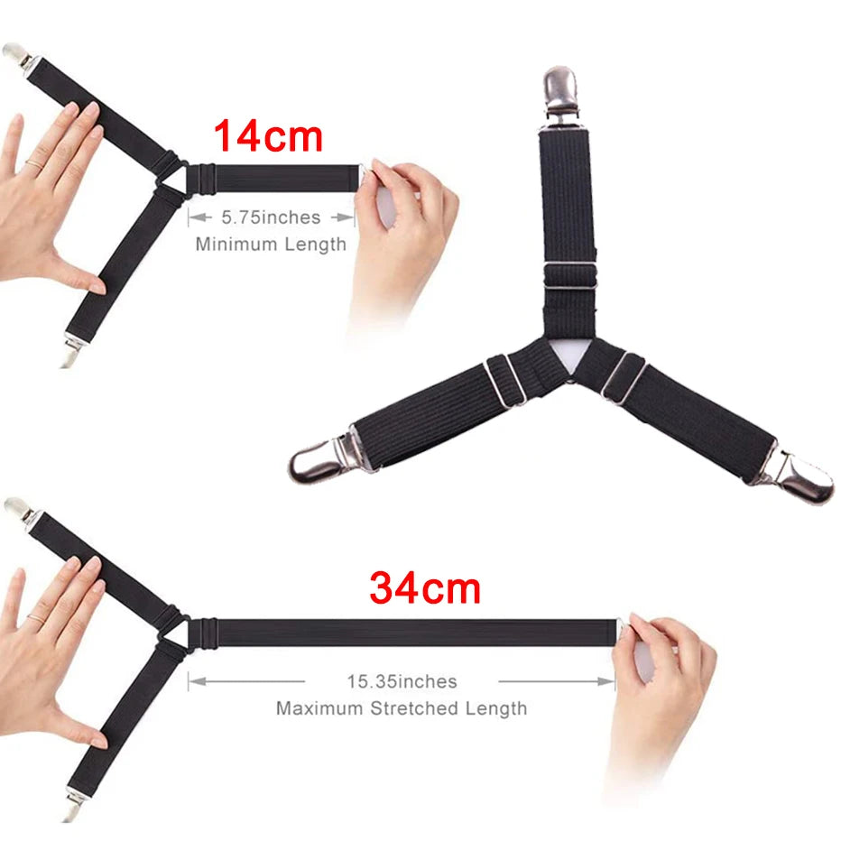 attache élastique lit clips métalliques tissu uni polyester coton moderne bleu noir blanc qualité