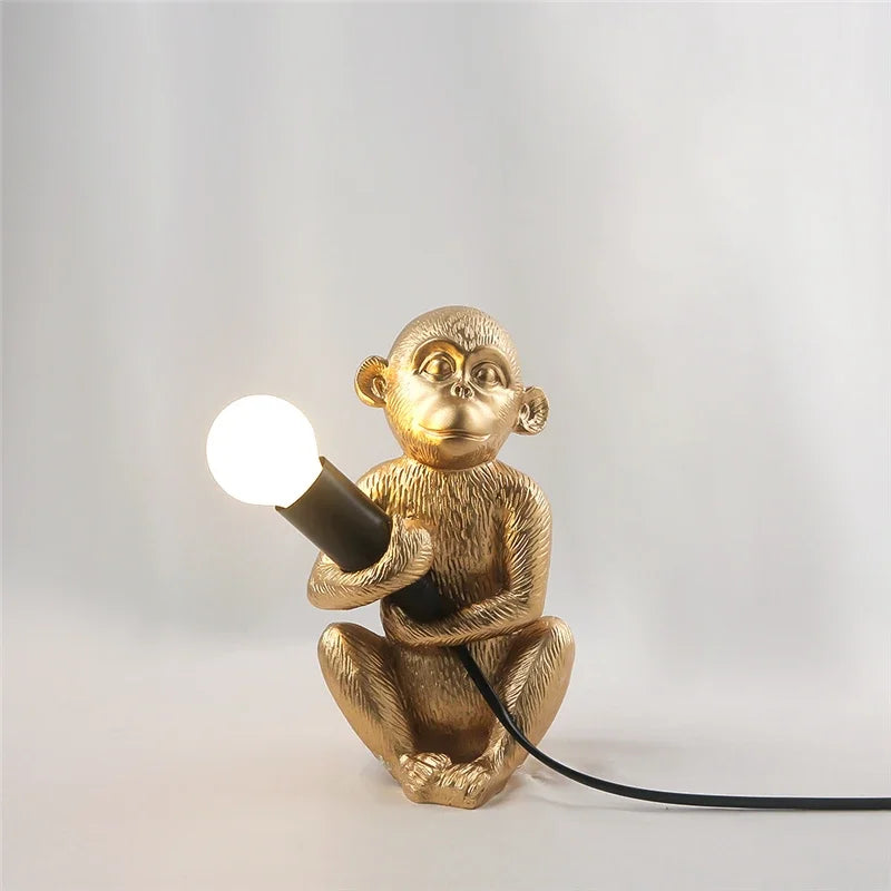 lampes decoratives forme singe blanc noir doré texturé moderne chambre enfants