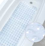 tapis bain antidérapant pvc moderne bleu gris blanc transparent trou texturé adhésif salle bain