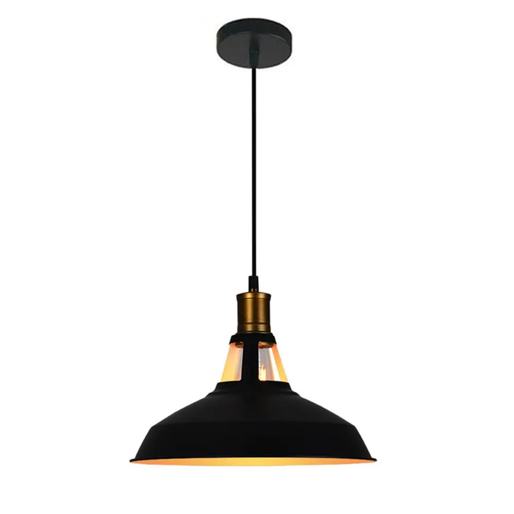 Suspension lumineuse industrielle vintage noir cuivre ampoule chaînes métal fini mat