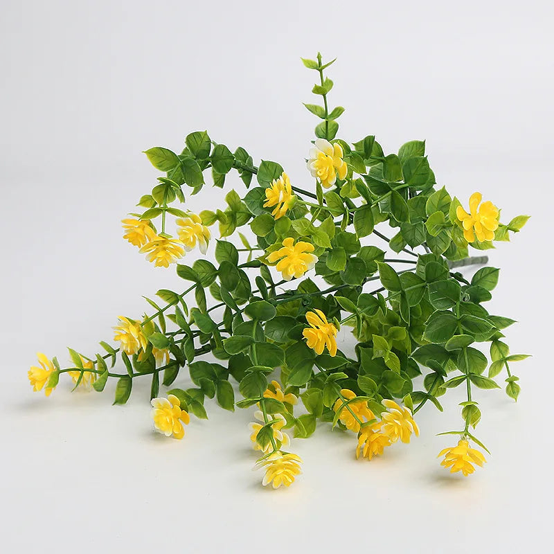 décoration intérieure bouquet artificiel moderne feuilles fleurs simple vert blanc jaune violet rose