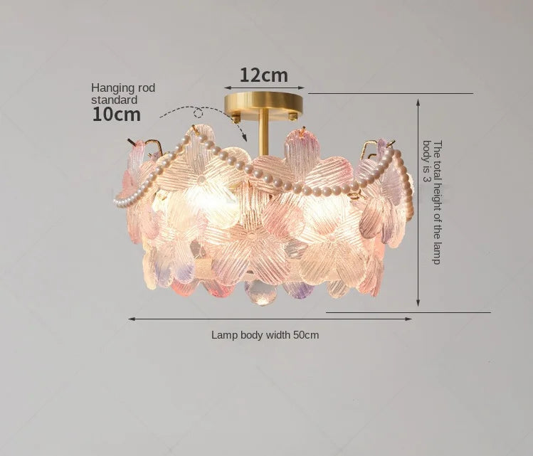 lampe suspendue classique rose fleurs chaîne ajustable blanc doré vintage chambre salon