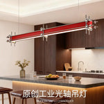 lampe suspendue moderne rouge métal argenté minimaliste éclairage led clips barres métalliques facile chambre