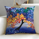housse coussin multicolore arbre abstrait moderne polyester 45x45cm zip invisible facile laver canapé lit
