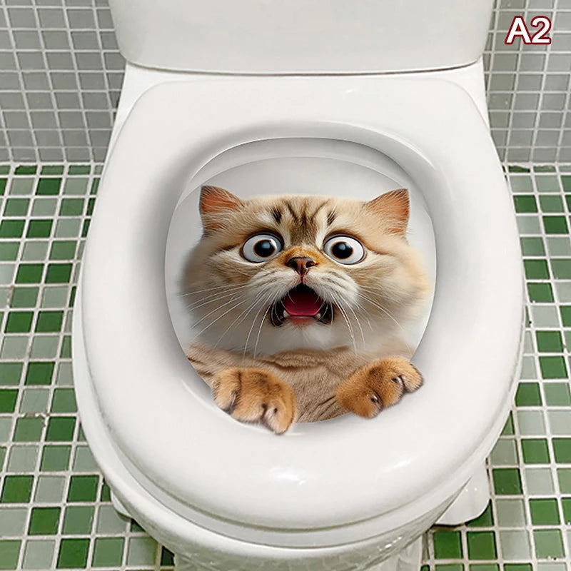 cache wc blanc animaux 3d adhésif ecureuil chat papillons