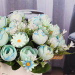 décoration intérieure bouquet fleurs artificielles roses blanches feuilles vertes modernes 29cm 3pcs