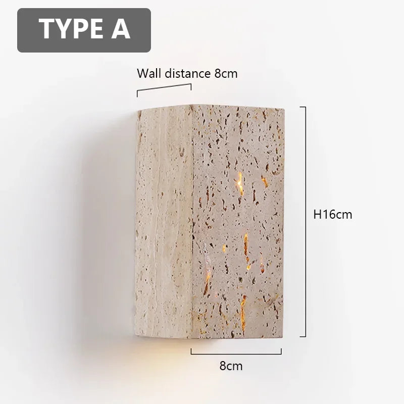 applique murale moderne pierre naturelle beige clair extérieur intérieur led 4000k 3000k 6000k chambre