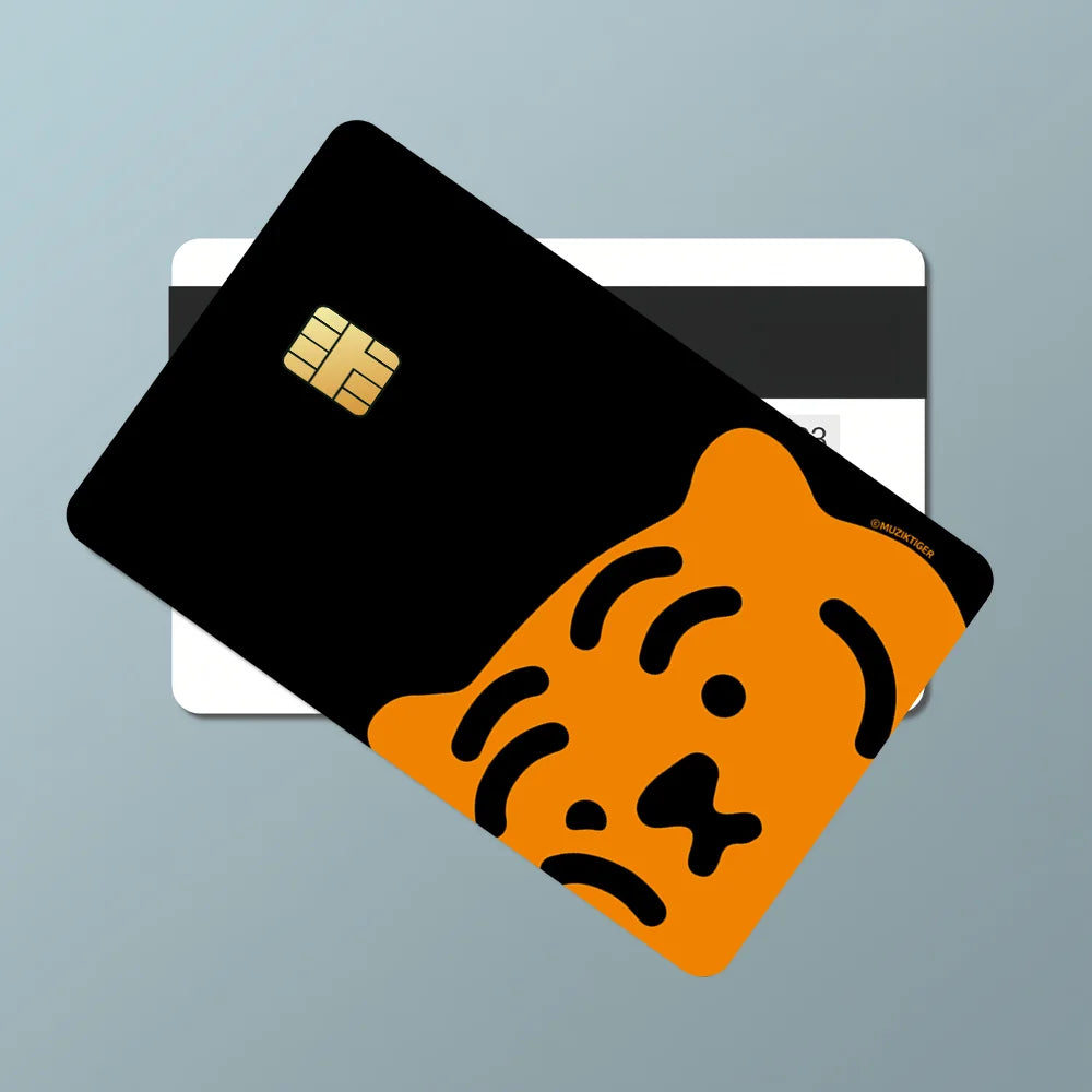 carte crédit imperméable ours motif minimaliste adhésif noir orange simple
