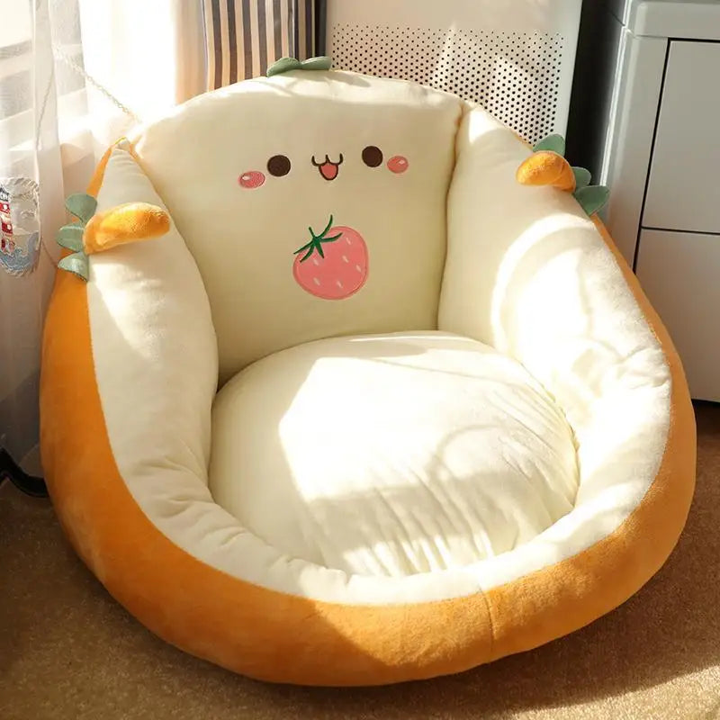 fauteuil enfant dessin animé bleu rose gris orange doux velours motifs animaux 35x45cm 40x55cm