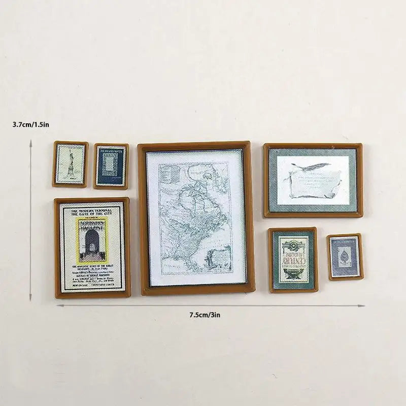 cadres photo miniatures vintage plantes bois clair paysages illustrations bleu gris minimalistes modernes