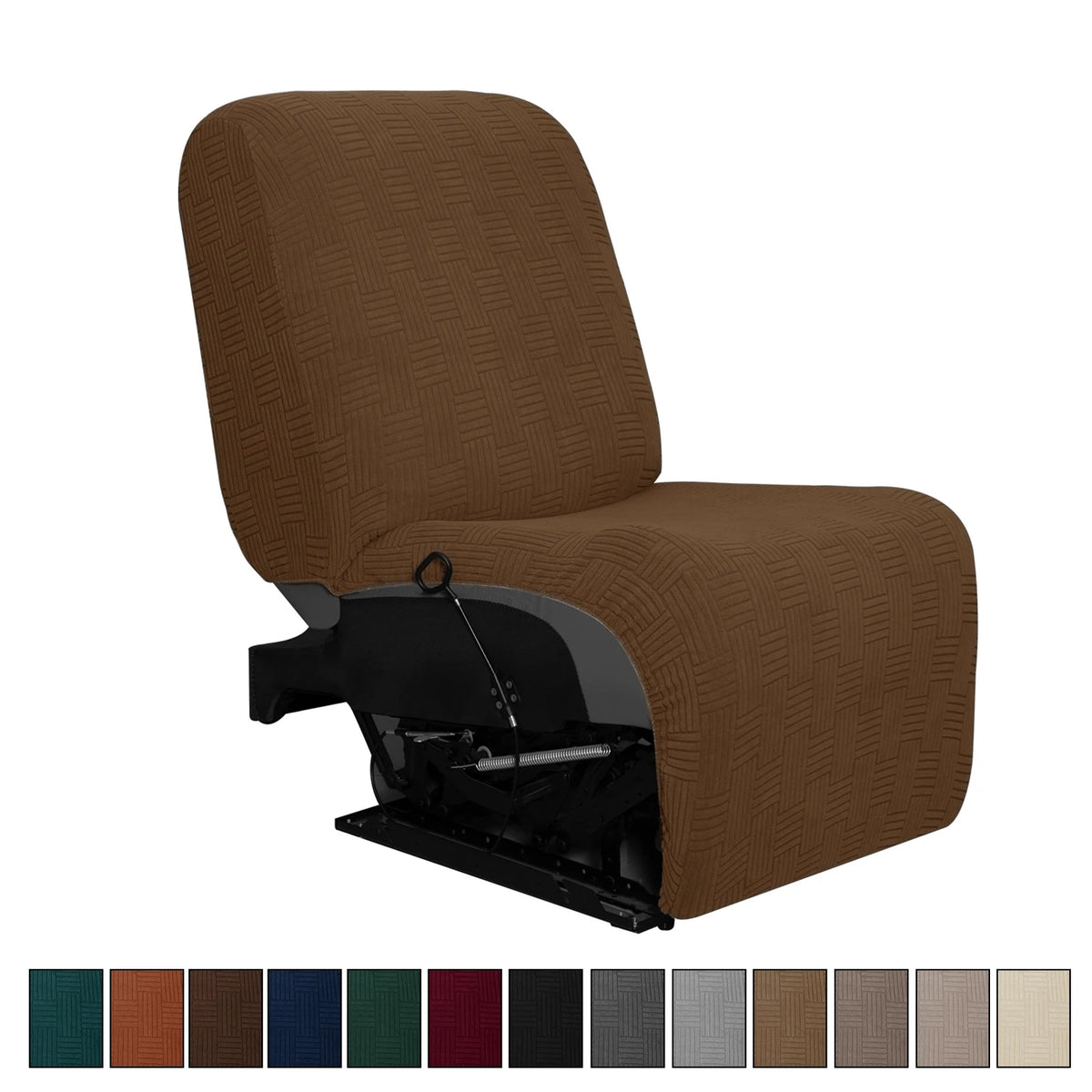 couvre siège marron rayures horizontales moderne fauteuil inclinable lavable machine automne hiver beige taupe