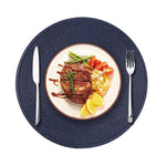 assiettes tissées modernes beige bleu gris jaune opaques set table noël festive