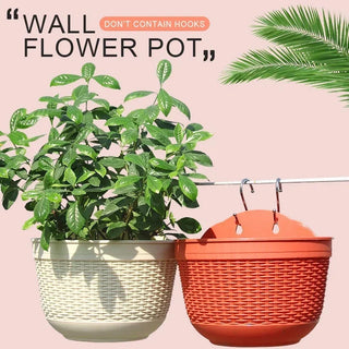 Jardinière suspendue en imitation rotin résine - Pot de fleurs mural coloré pour balcon