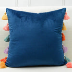 housse coussin velours moderne bohème couleur unie pompon décoratif 45x45cm