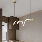 lampe suspendue moderne acrylique blanc noir doré ligne ondulée passe câble 2000 82000 lumens