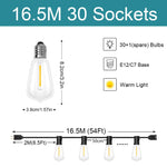 guirlande lumineuse led transparente vintage 15 ampoules 9m clips intégrés blanc noir moderne