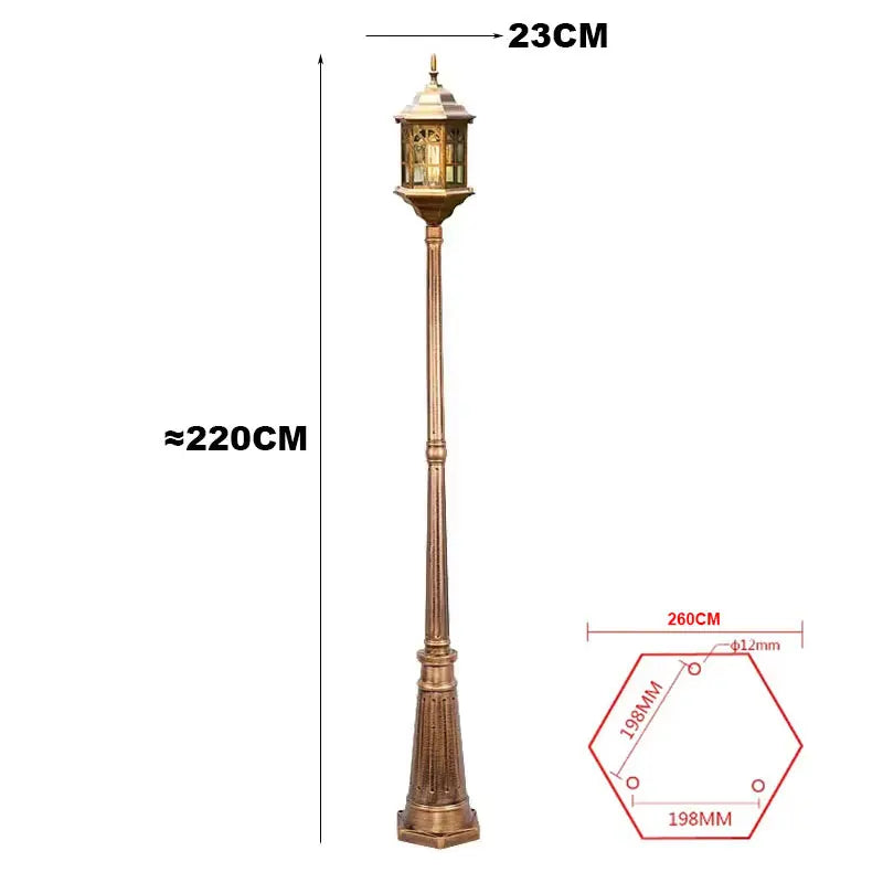 lanterne rue extérieure led ip65 noir or métal brillant classique vintage éclairage public flux