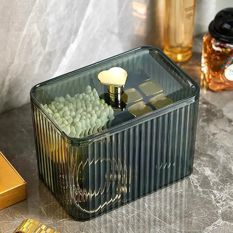 boîte rangement coton tige vert transparent moderne minimaliste