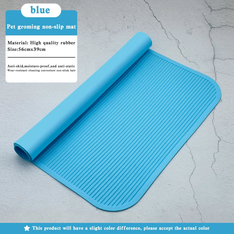 tapis antidérapant toilettage animaux couleur bleue verte jaune strié givré professionnel utilitaire