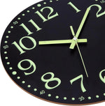 horloge murale moderne aiguille noir vert luminescent points decoration mdf chambre coucher