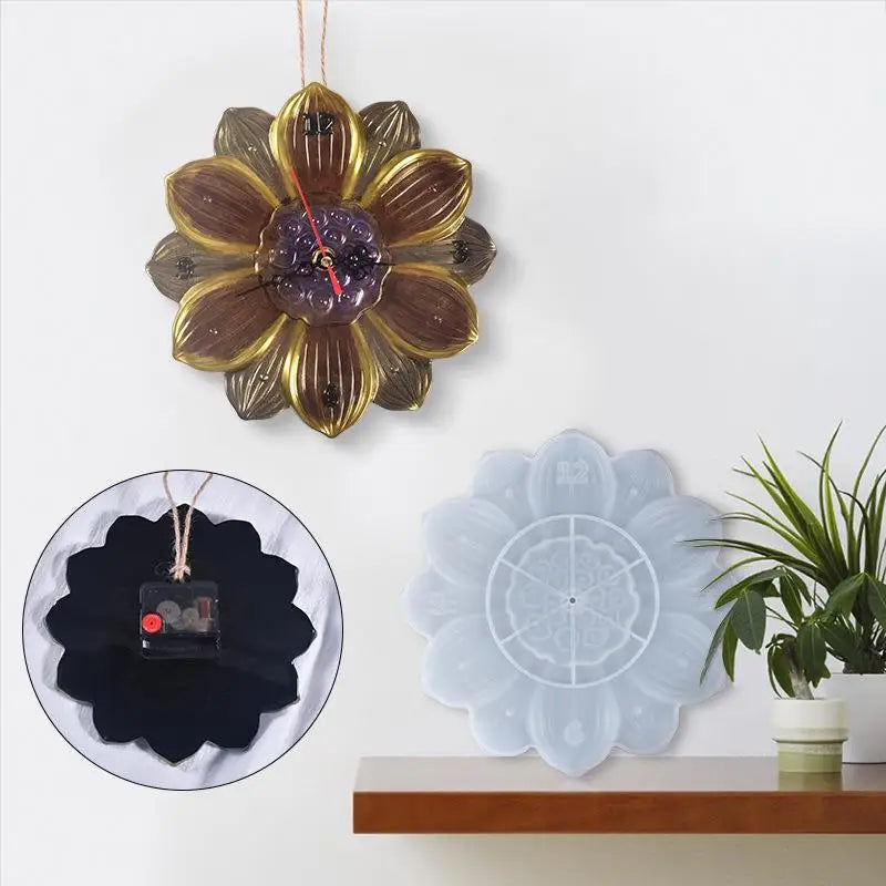 horloge murale silicone transparente chiffres romains motifs marbrés feuilles moderne