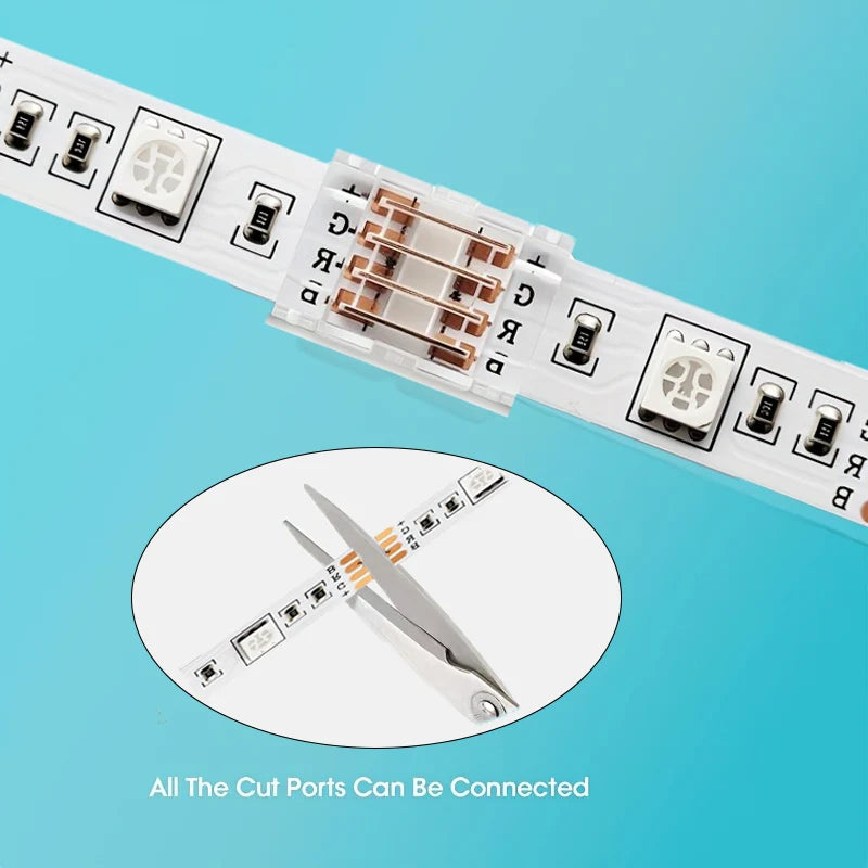 Détail connecteur LED montrant les broches de connexion - Solution pratique éclairage décoratif