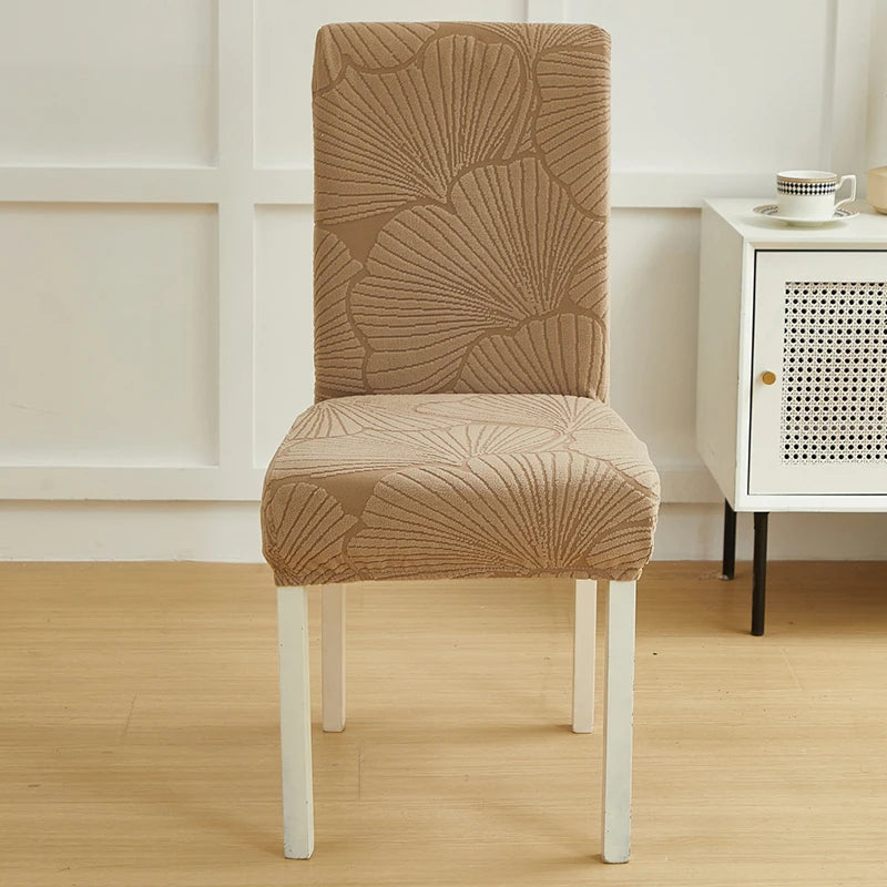 Housse chaise moderne imprimée feuilles beige clair élasthanne polyester universelle mariage banquet