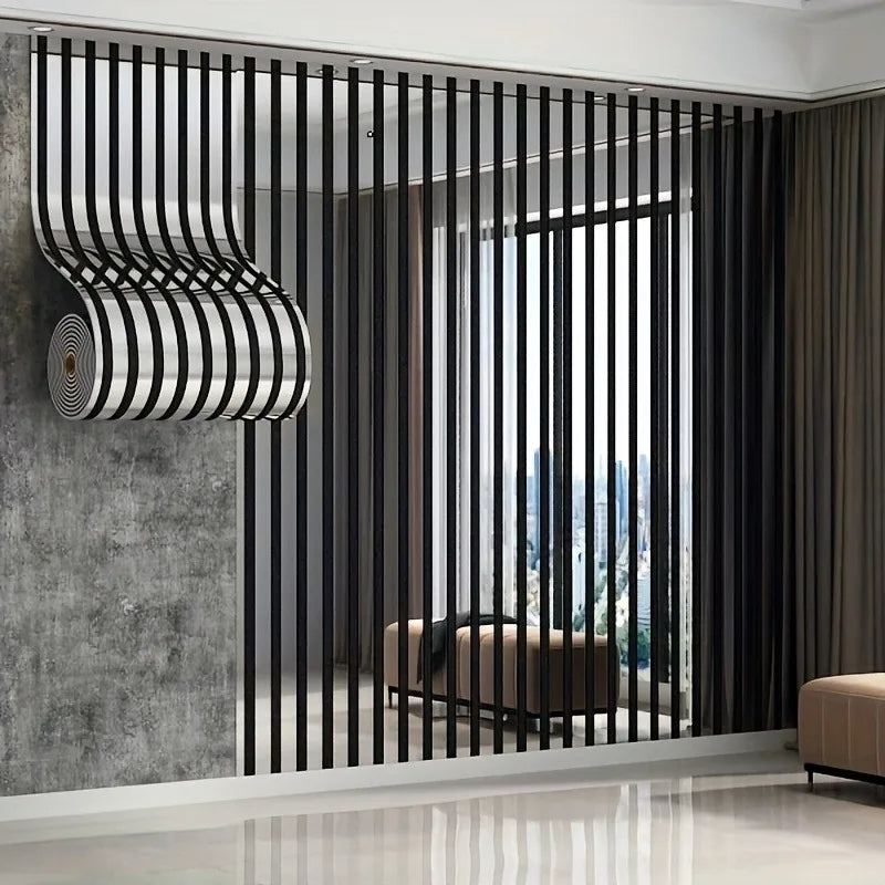 décalcomanie murale 3d argent noir rayures adhésive moderne rouleau pvc mur auto collant