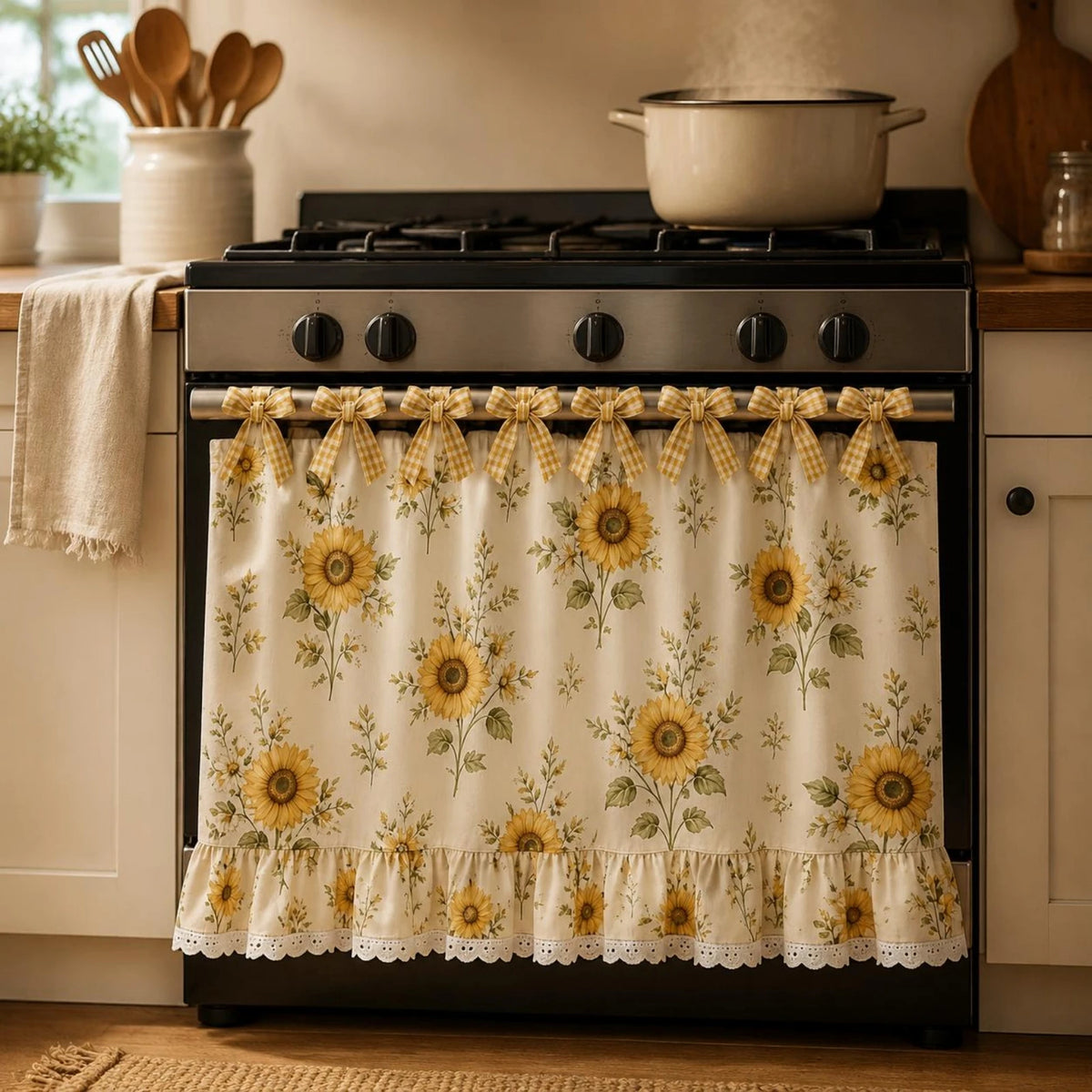 nappe four motif floral hydrangea sunflower rustique vintage volants decoratif tissu chambre cuisine