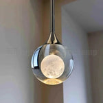 lampe suspendue moderne minimaliste cristal lunaire salle bain restaurant chambre exposition