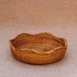 panier tissé rustique bohème rotin marron clair utilisation multiple décoration maison fruit eau arrondi