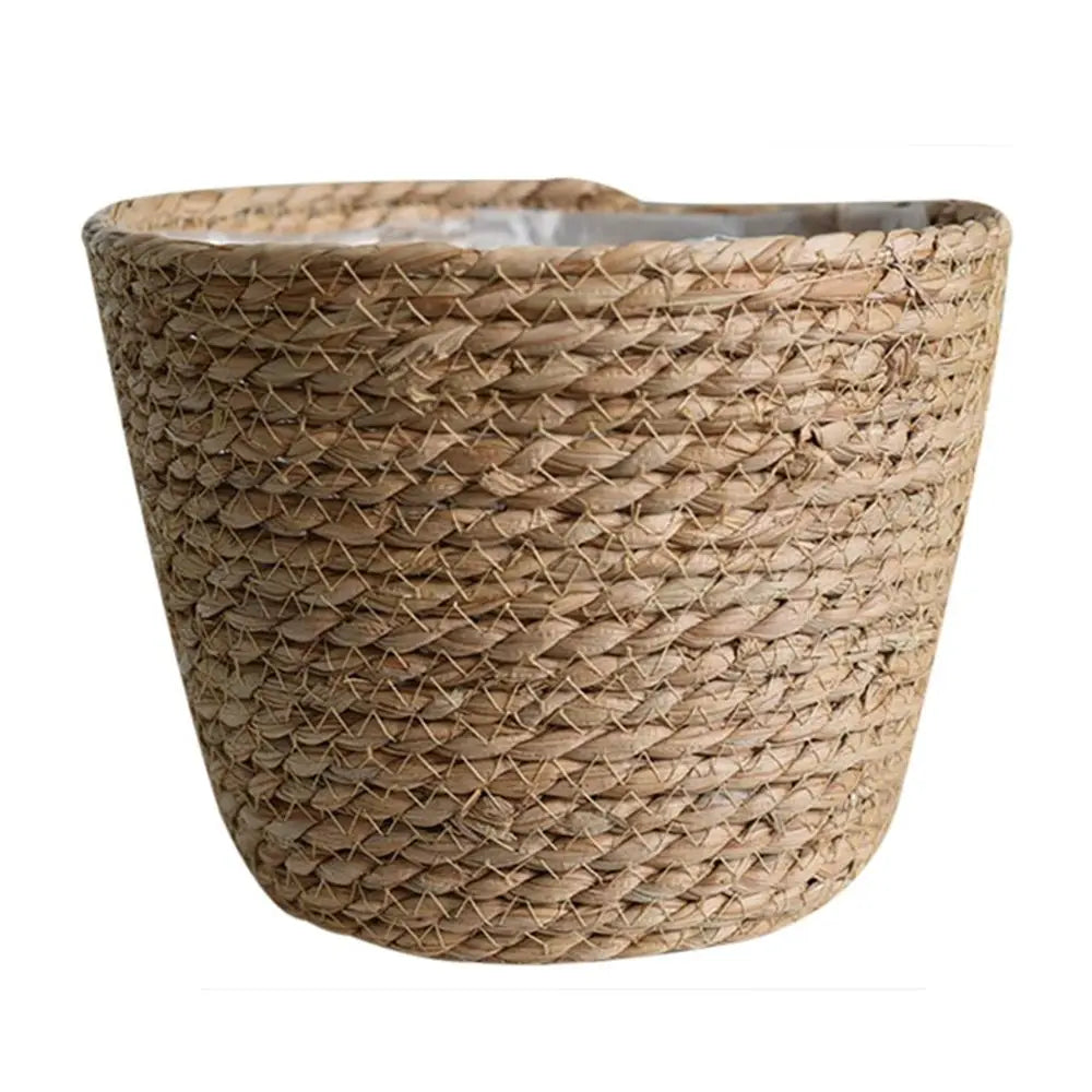 panier tissé motif géométrique rustique intérieur extérieur plantation plante décoration naturelle