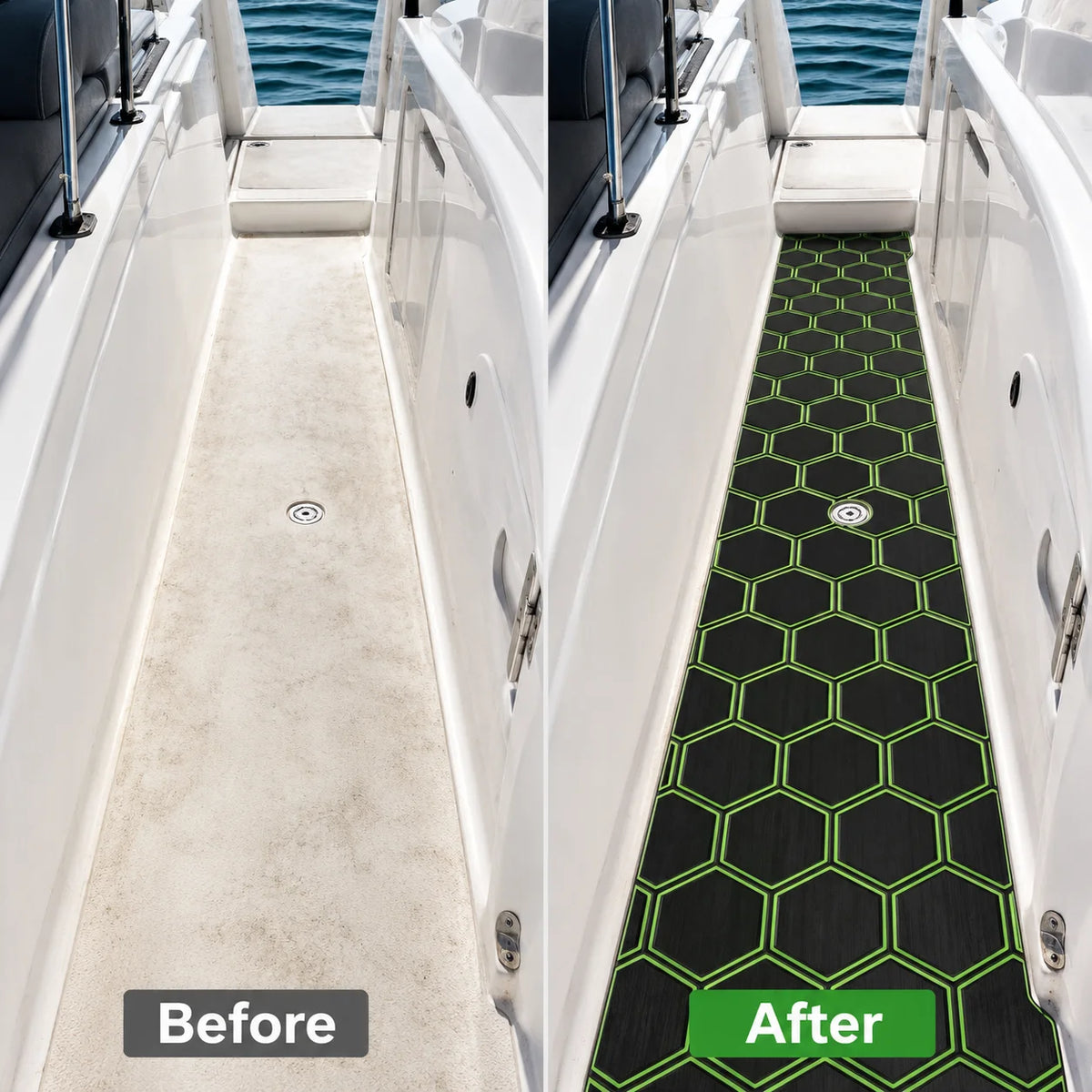tapis sol mousse eva hexagon noir vert moderne antidérapant adhésif camping surf