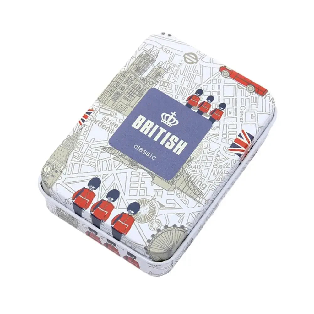 boîtes métalliques multicolores motifs vintage réutilisables rangement accessoires cosmétiques élastiques moderne respectueux environnement