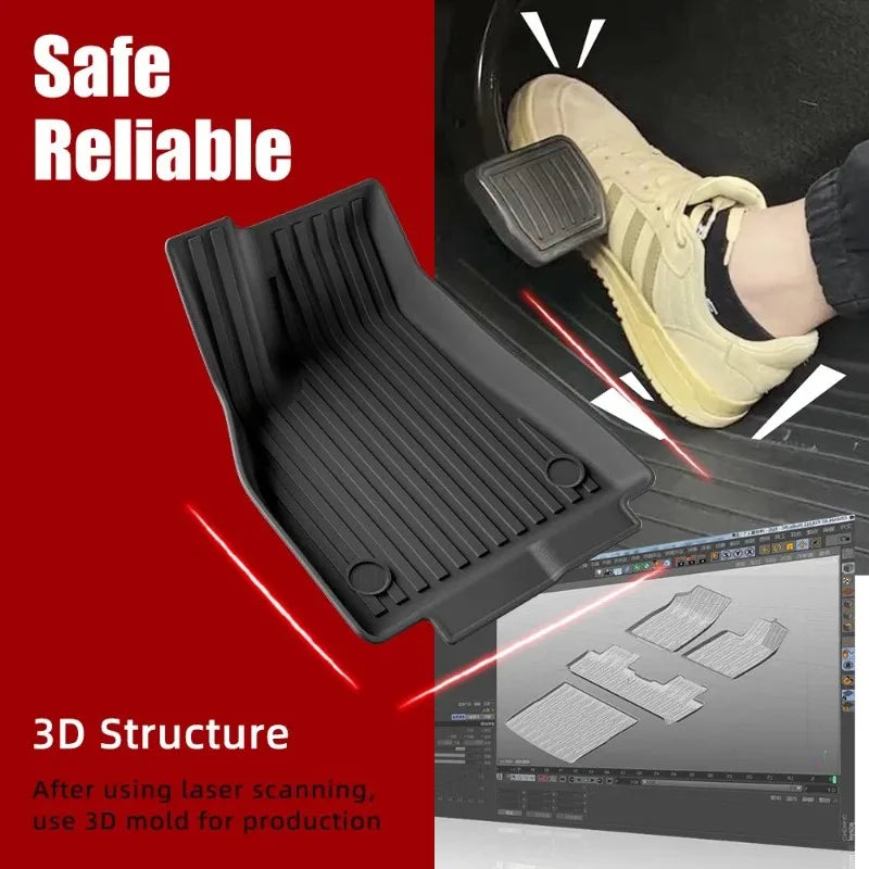 tapis sol noir rayures horizontales tpe waterproof anti dérapant facile nettoyer moderne voiture