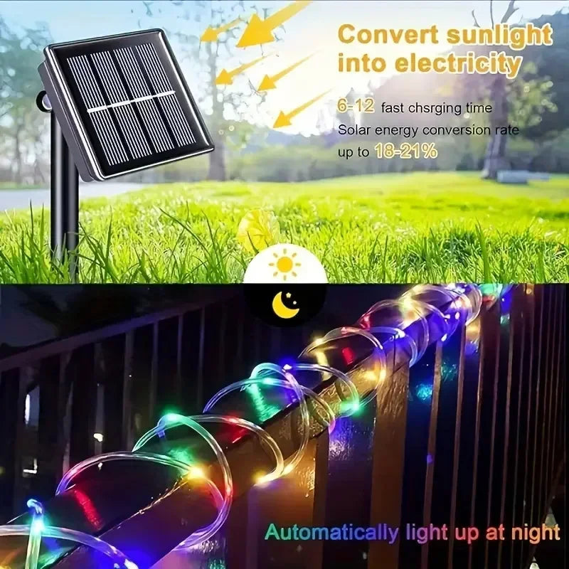guirlande lumineuse solaire led multicolore moderne 7m 50leds 12m 100ledsextérieur festive decoration noel