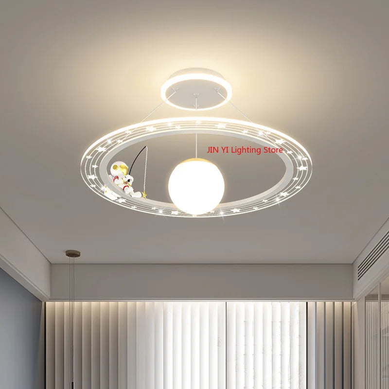 plafonnier moderne blanc rose étoiles concentrique télécommande lumière variable enfants chambre