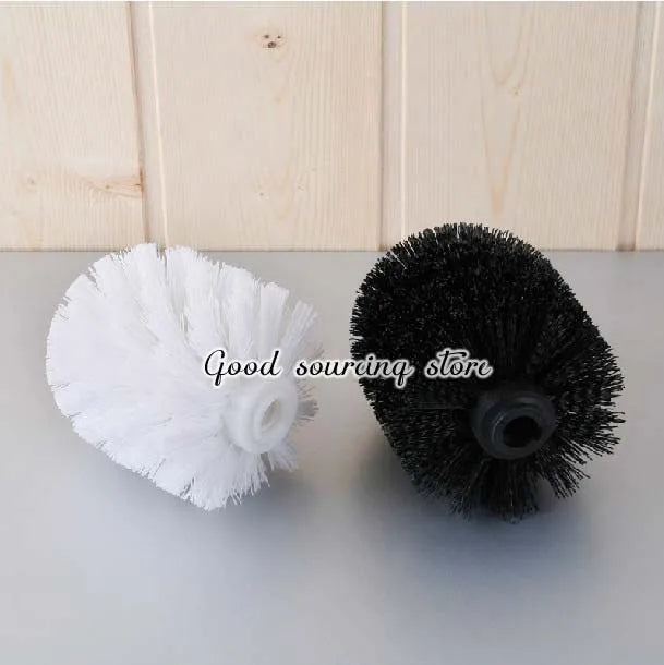 brosse toilette tête blanche noire poignée moderne fixation tringle bristles plastique