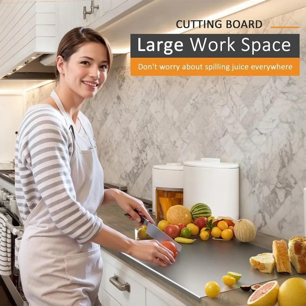 planche découper acier inoxydable 50x40 cm moderne lisse argentée cuisine couteau légumes pâtisserie
