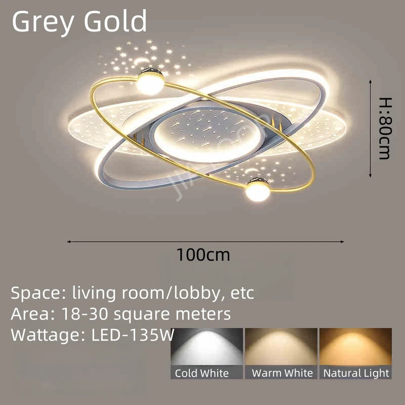 luminaire suspendu moderne étoiles constellation blanc bleu or chambre salon