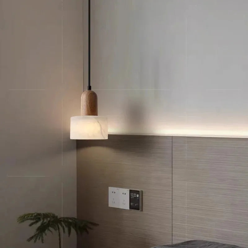 lampe suspendue marbre blanc ampoule led 6000k moderne chambre cuisine