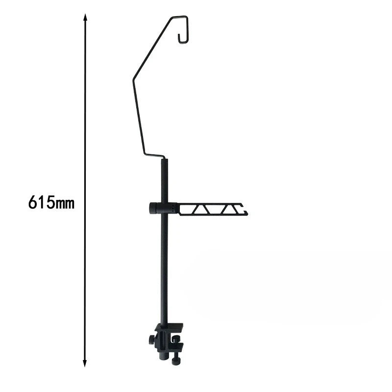 support lampe camping acier aluminium noir moderne vis fixations dimensions incluses