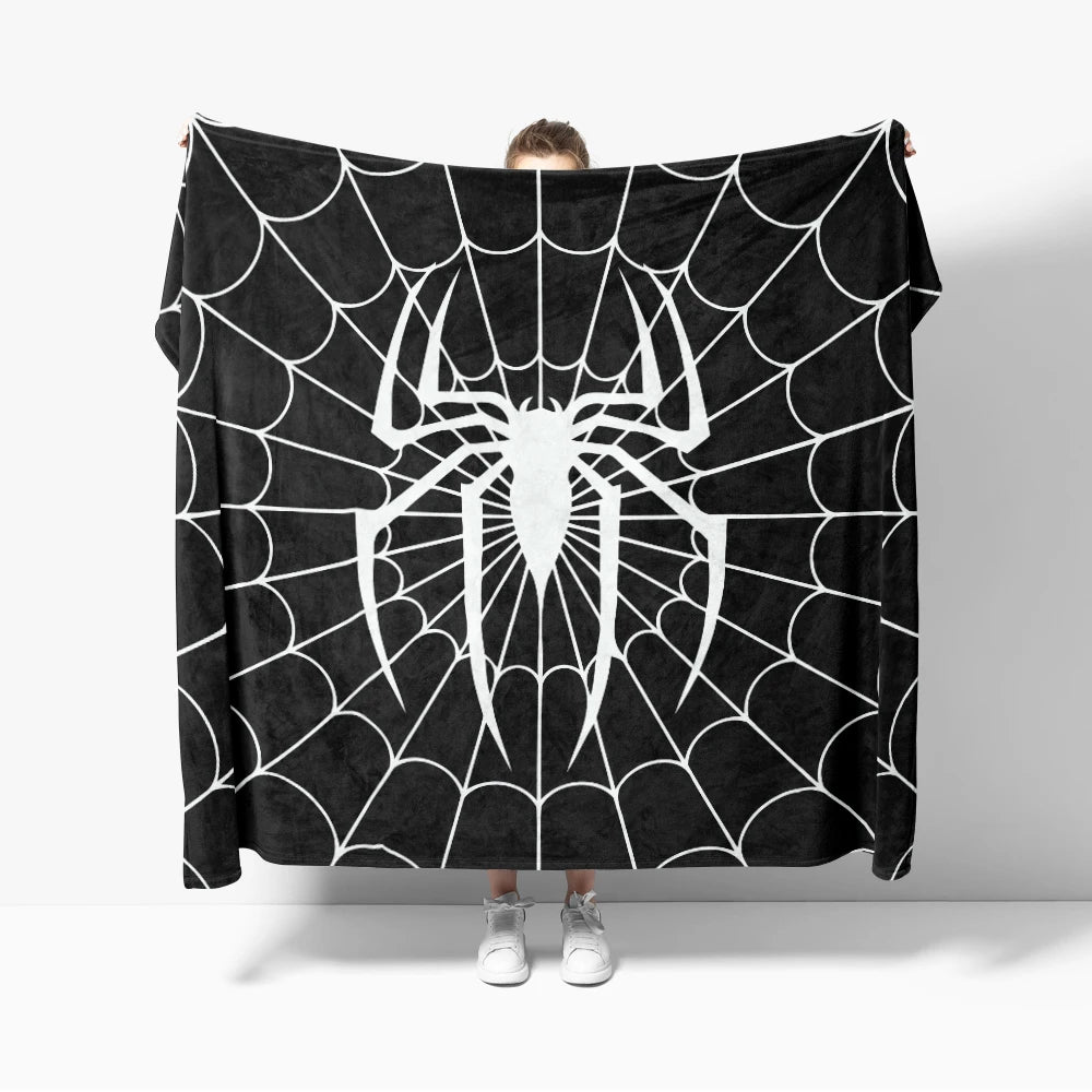 couverture graphique moderne toile d'araignée rouge noire polaire peluche printemps automne