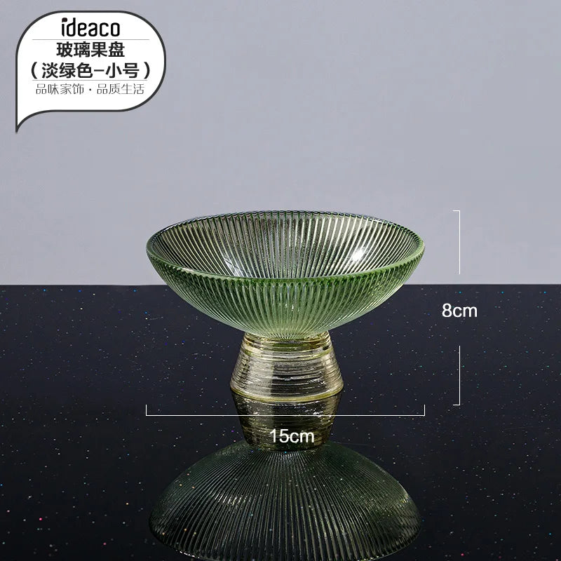 assiettes verre rayées vert clair moderne élégantes décoration table grande capacité