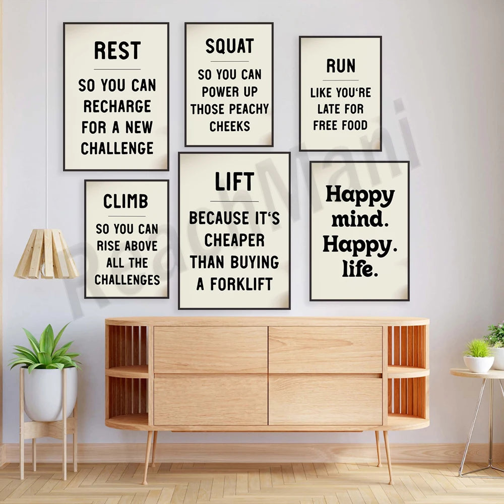 Œuvres murales inspirantes avec des messages motivants.