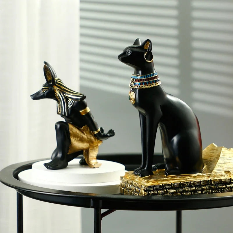porte bouteille vin résine anubis égyptien antique figurine bestet animal compagnie décoration intérieure salon