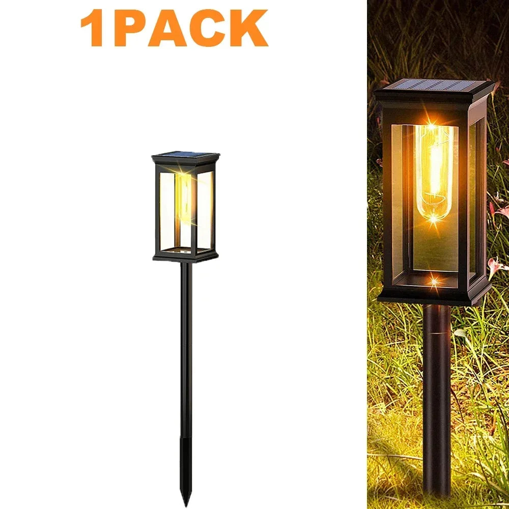 lampes solaires autonomes led étanches ip65 classique transparentes noir extérieur allée jardin fixations piquets