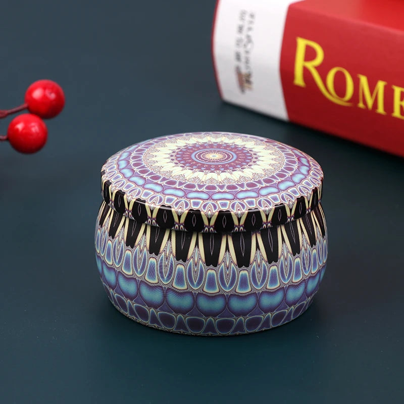 boîte ronde rangement cosmétique décorative motif floral boho chic pot stockage bijoux maquillage
