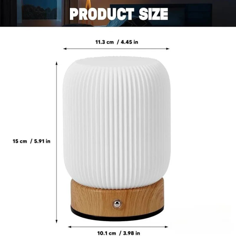 lampe table rechargeable led blanc bois moderne rayures verticales base plate minimaliste températures couleur