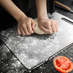 planches découper acier inoxydable rectangle moderne lisse poignée intégrée cuisine utilitaire argenté